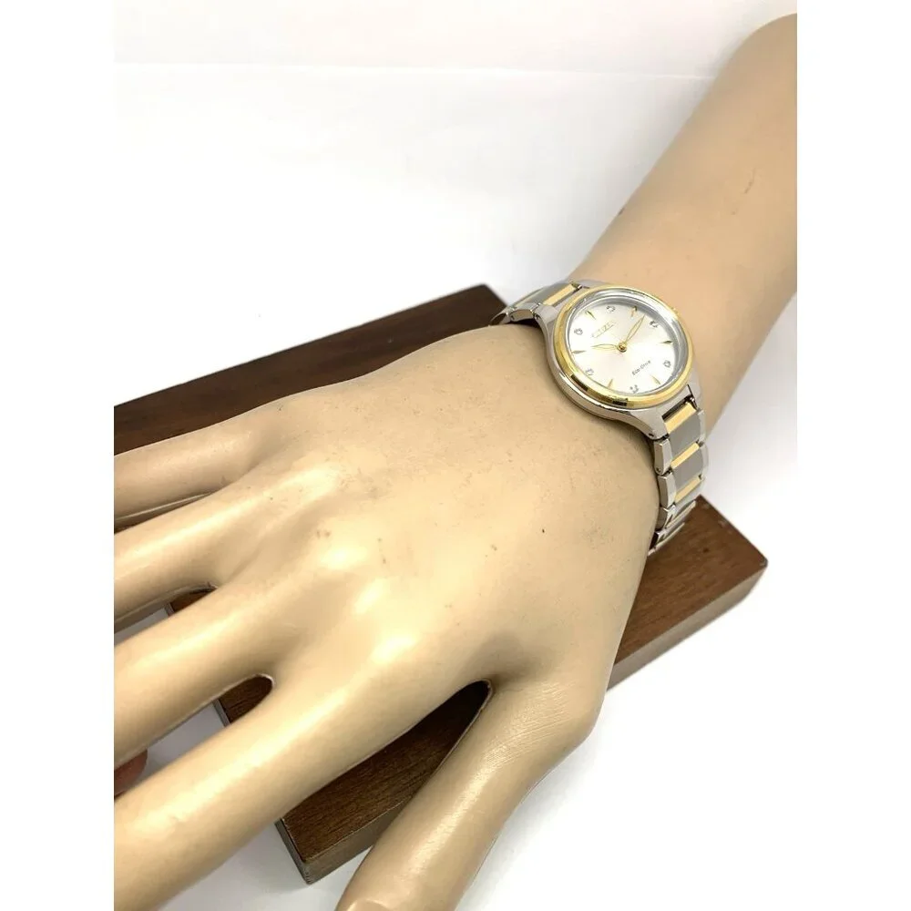 Citizen Women's Watch FE2104-50A Eco Drive Diamond Accent Dial Two Tone Steel